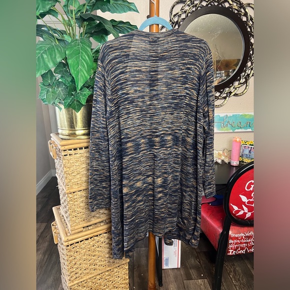 Avenue Blue and Beige Long Sleeve Duster- Sweater Size 18/20 - Picture 5 of 7